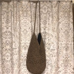 Straw crossbody hobo bag